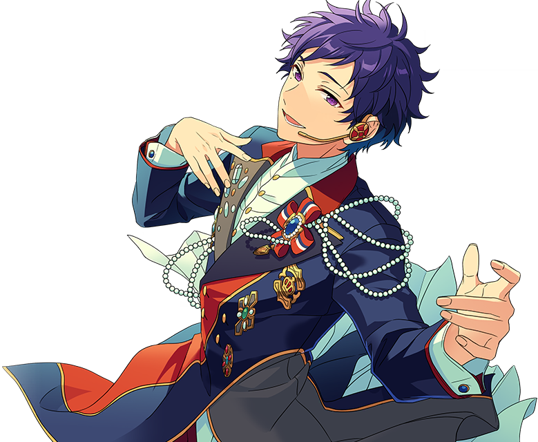 Image render of Yuzuru Fushimi's Our Destination with a Sparkling Friend bloomed CG. He is in his graduation live outfit, smiling, with a dove on his shoulder